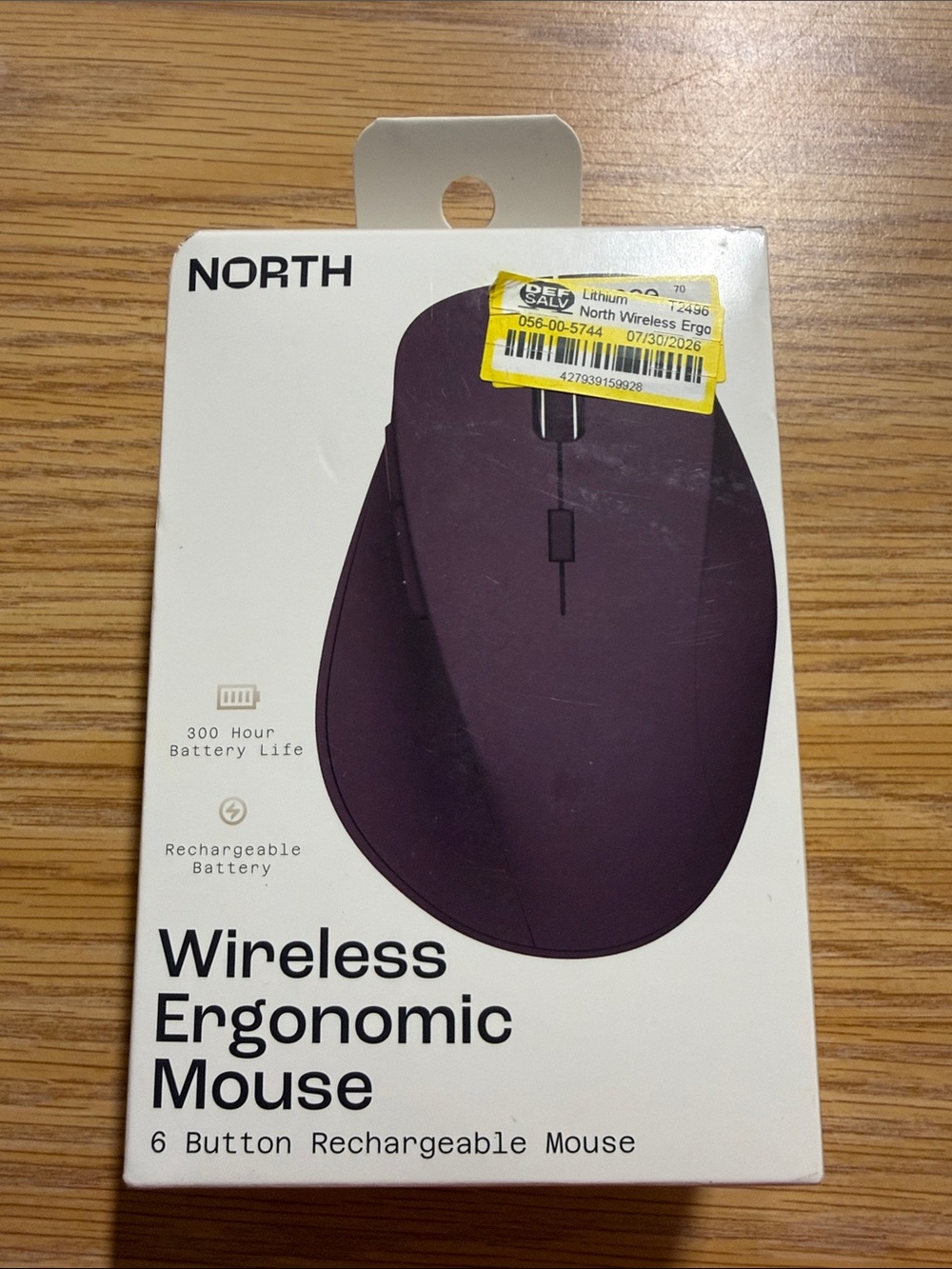 North Wireless Ergonomic Mouse — Purple Rechargeable 6-Button